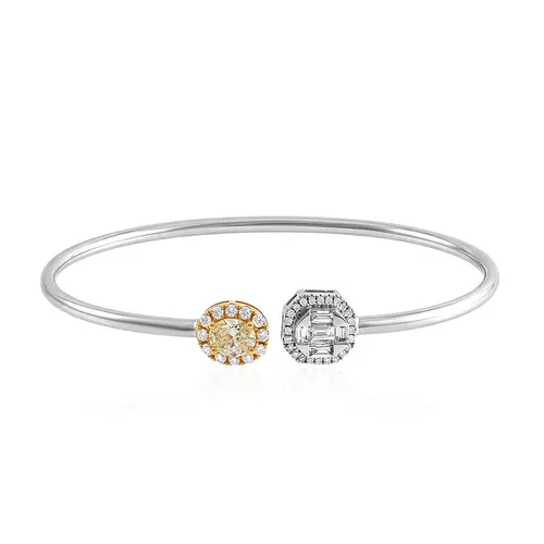 Bracelete de Ouro 2 Cores com Diamantes totalizando 76 pts.