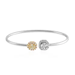 Bracelete de Ouro 2 Cores com Diamantes totalizando 76 pts.