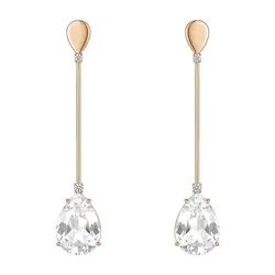 Par de Brincos Trabalhado em Ouro Amarelo com Cristal de Rocha e Diamantes. 