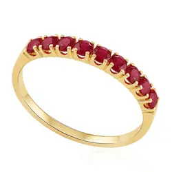 Meia Aliança Ouro Amarelo 18K com 9 Rubis