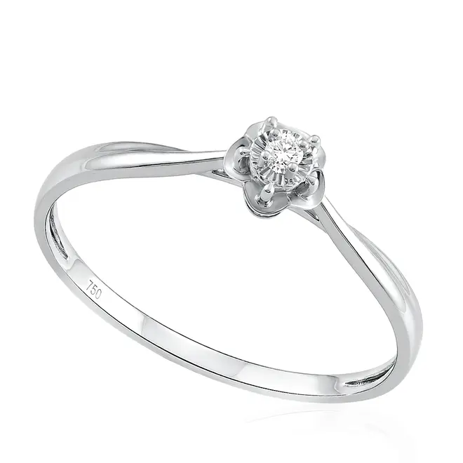 Anel Solitário de Ouro Branco com Diamante de 3 pts. 121503