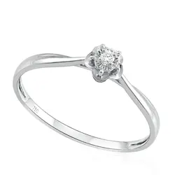 Anel Solitário de Ouro Branco com Diamante de 3 pts. 121503