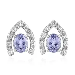 Par de Brincos de Ouro Branco com Diamantes e Tanzanitas 122160