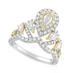 Anel de Ouro 2 Cores com Diamantes totalizando 1,63 Cts.