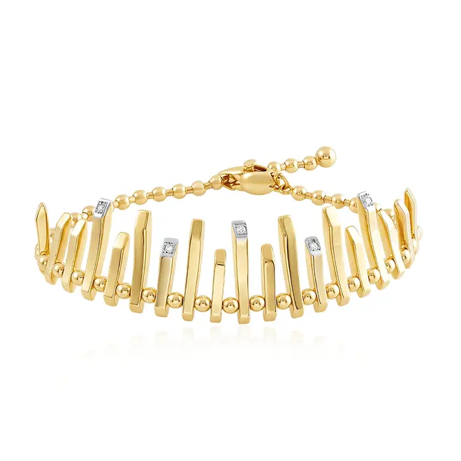 Pulseira Geometric de Ouro Amarelo com Diamantes