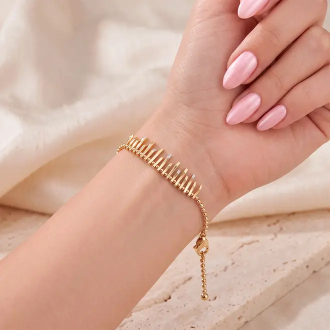 Pulseira Geometric de Ouro Amarelo com Diamantes