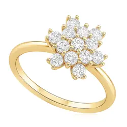 Anel Chuveiro de Ouro Amarelo com 13 Diamantes totalizando 26 Pts.