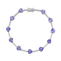 Pulseira de Ouro Branco com Diamantes e 11 Tanzanitas.