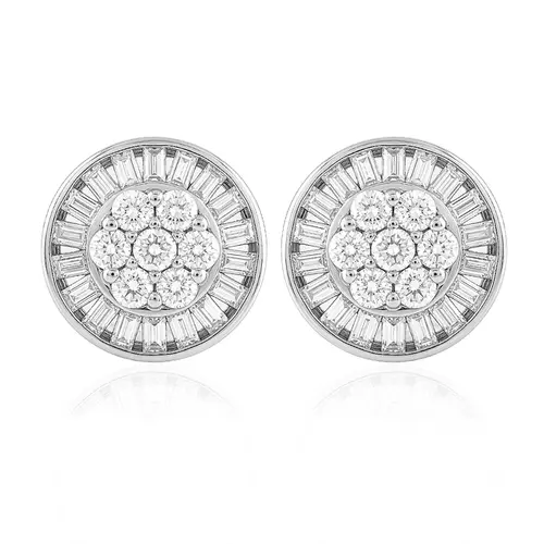 Par de Brincos Chuveiro de Ouro Branco com 1,2 Cts em Diamantes
