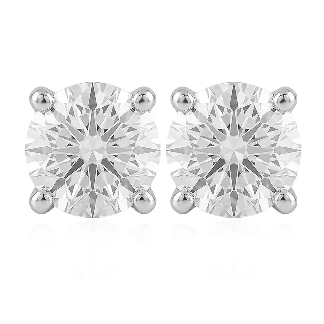 Par de Brinco Solitario de Ouro Branco com Diamantes Totalizando 1,0 Cts.