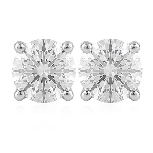 Par de Brinco Solitario de Ouro Branco com Diamantes Totalizando 1,0 Cts.