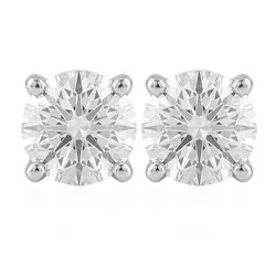 Par de Brinco Solitario de Ouro Branco com Diamantes Totalizando 1,0 Cts.