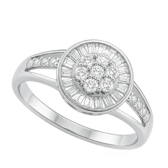 Anel Chuveiro de Ouro Branco com Diamantes. 125523