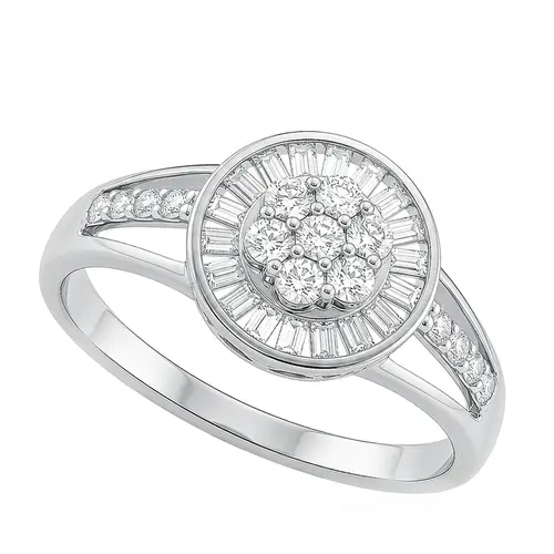 Anel Chuveiro de Ouro Branco com Diamantes. 125523
