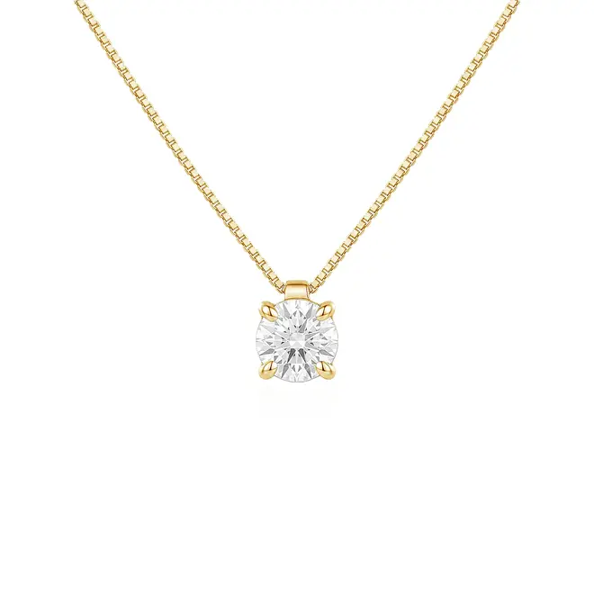 Pingente Solitário em Ouro Amarelo com Diamante de Laboratório Totalizando 20 Pts.