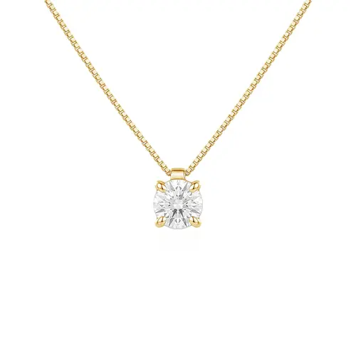 Pingente Solitário em Ouro Amarelo com Diamante de Laboratório Totalizando 20 Pts.