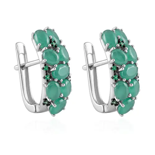 Conjunto de Anel e Par de Brincos com Esmeraldas.