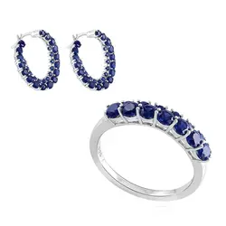 Conjunto de Anel e Par de Brincos com Safiras. 125761
