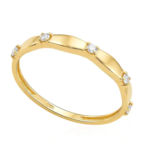 Meia Aliança de Ouro Amarelo com Diamantes 125786