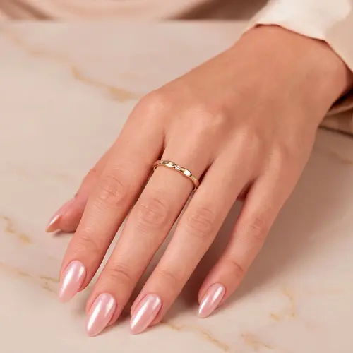 Meia Aliança de Ouro Amarelo com Diamantes 125786