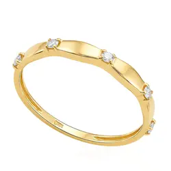 Meia Aliança de Ouro Amarelo com Diamantes 125786