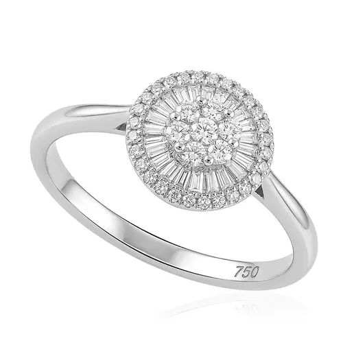 Anel Chuveiro de Ouro Branco com Diamantes Totalizando 25 Pts. 125939