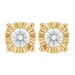 Par de Brinco Solitário de Ouro Amarelo com Diamantes Totalizando 20 Pts.
