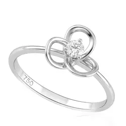 Anel Flor de Ouro Branco com Diamante Totalizando 10 Pts.	