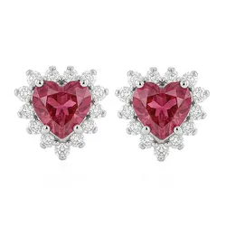 Par de Brincos de Ouro Branco com Diamantes e Turmalina Rosa totalizando 60 Pts.