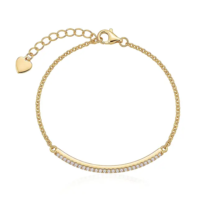 Pulseira com Cristais, com Acabamento em Ouro Amarelo