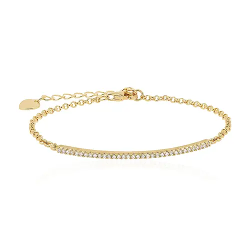 Pulseira com Cristais, com Acabamento em Ouro Amarelo