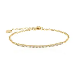Pulseira com Cristais, com Acabamento em Ouro Amarelo