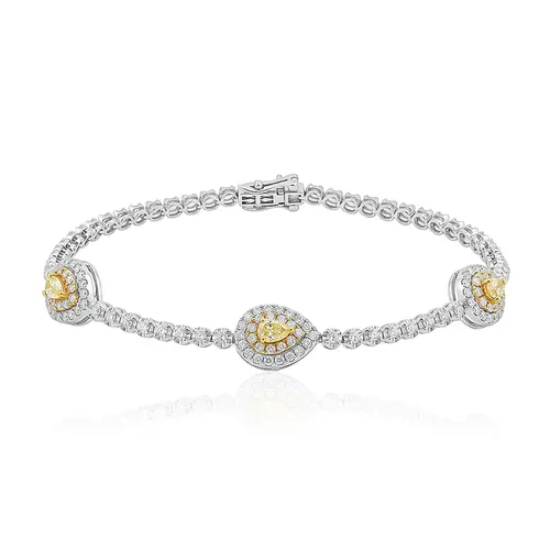 Pulseira Riviera de Ouro Branco com Diamantes Totalizando 1,97 Cts.