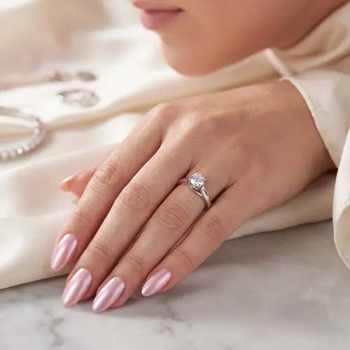 Anel Solitário de Ouro Branco com Diamante de 45 Pts. 125930