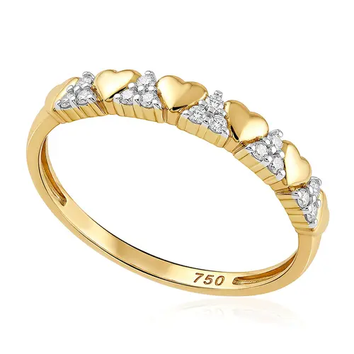 Meia Aliança de Ouro Amarelo com Diamantes Totalizando 12 Pts.