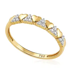 Meia Aliança de Ouro Amarelo com Diamantes Totalizando 12 Pts.
