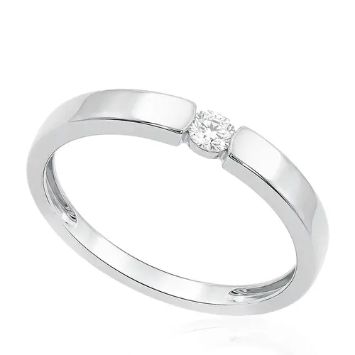 Aliança Inglesa de Ouro Branco com Diamante.