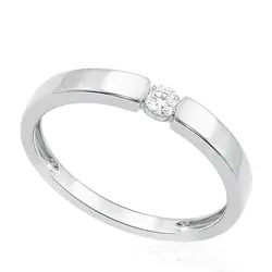 Aliança Inglesa de Ouro Branco com Diamante.