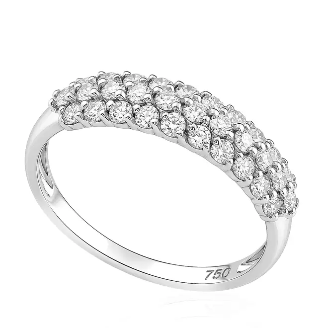 Meia Aliança de Ouro Branco com Diamantes. 126155