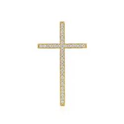 Pingente Cruz de Ouro Amarelo com 35 Cristais