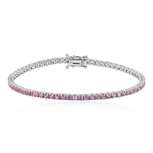 Pulseira Riviera de Ouro Branco com Turmalinas Rosas totalizando 1,56 Cts.