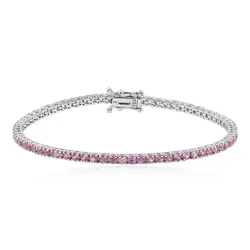 Pulseira Riviera de Ouro Branco com Turmalinas Rosas totalizando 1,56 Cts.