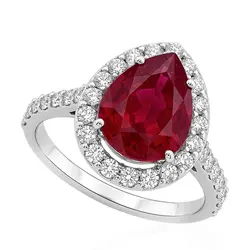 Anel de Ouro Branco com Diamantes e Rubi de 4,30 Cts. 125944
