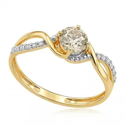 Anel Trabalhado de Ouro Amarelo com Diamante Central de 55 Pts. 126173