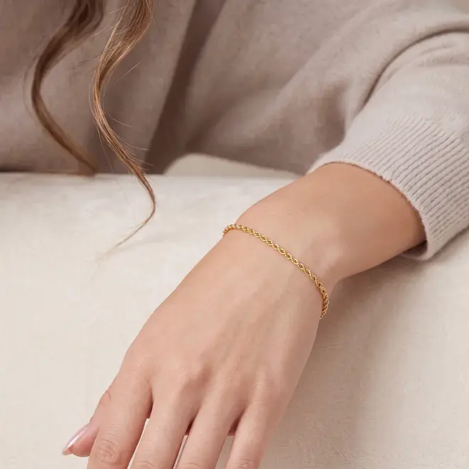 Pulseira Malha Corda de Ouro Amarelo 126177