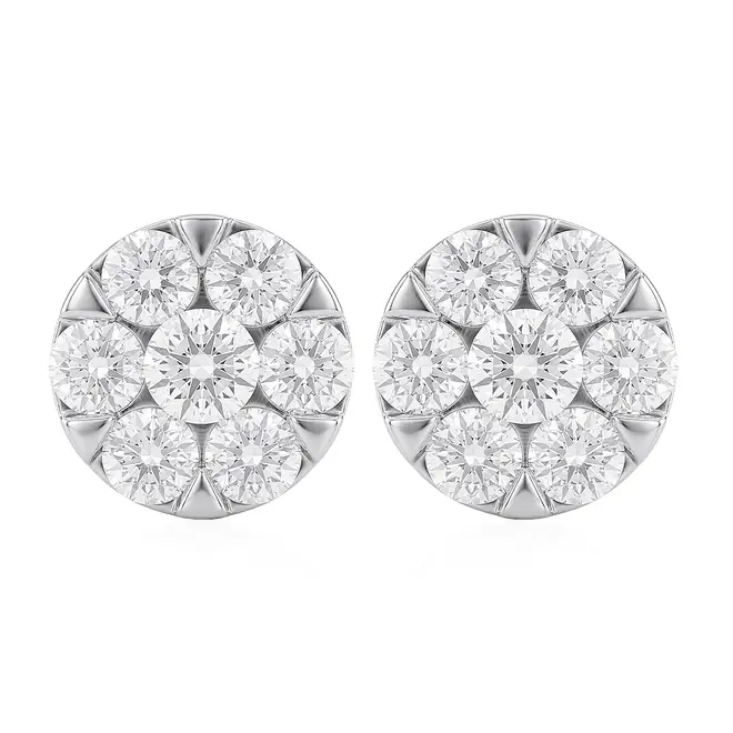Par de Brincos Trabalhado  de Ouro Branco com Diamantes totalizando 1,0 Cts.