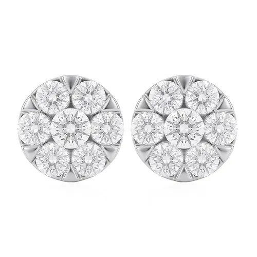 Par de Brincos Trabalhado  de Ouro Branco com Diamantes totalizando 1,0 Cts.