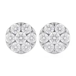 Par de Brincos Trabalhado  de Ouro Branco com Diamantes totalizando 1,0 Cts.