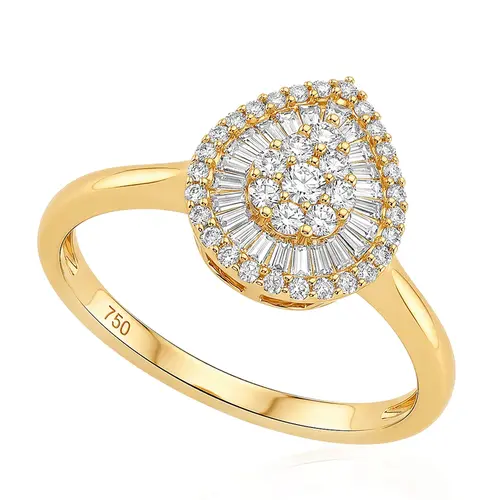 Anel Trabalhado de Ouro Amarelo com Diamantes Totalizando 80 Pts. 123687