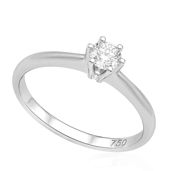 Anel Solitário de Ouro Branco com Diamante de Laboratório Totalizando 20 Pts. 125705
